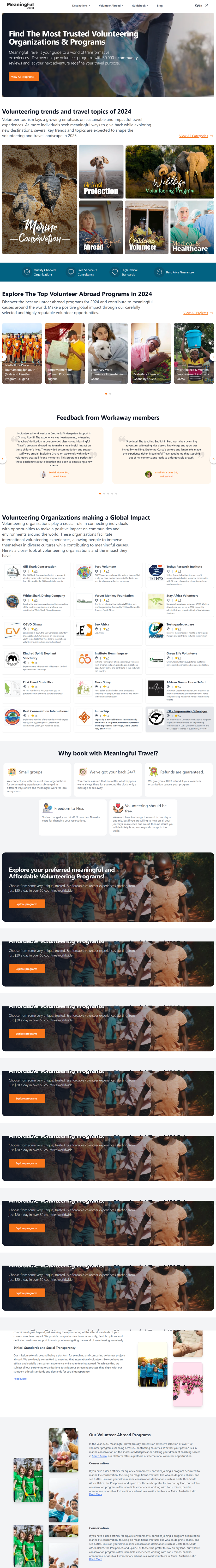 Meaningful Travel homepage