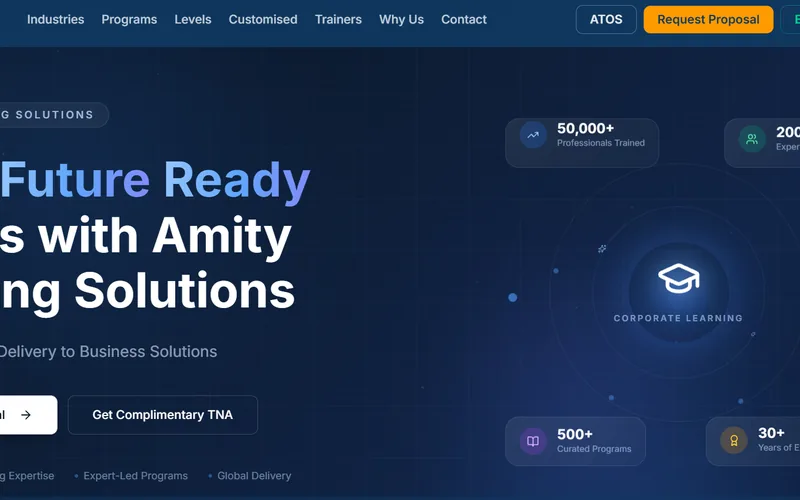 Amity Training Solutions: Corporate Training Website: 980 Programmes, One Admin