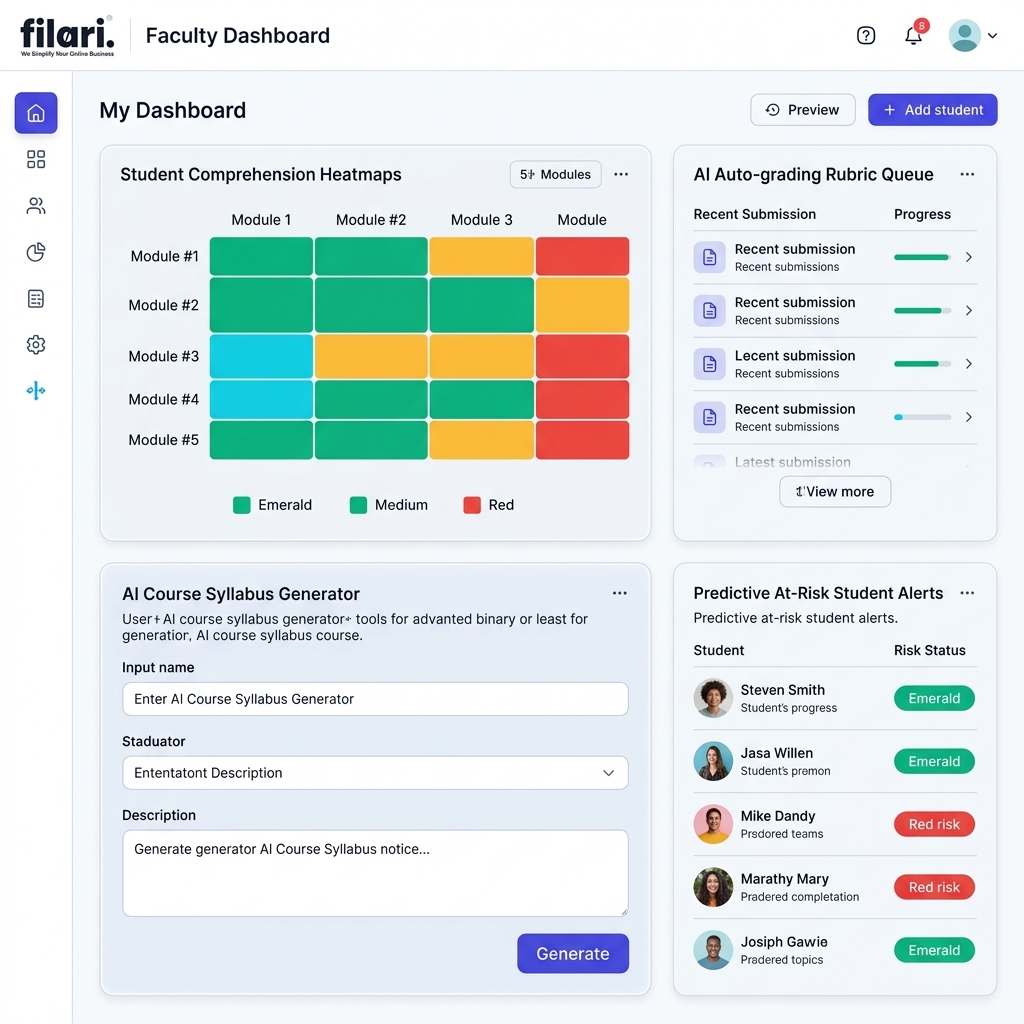 Filari AI LXP Faculty Dashboard UI Mockup